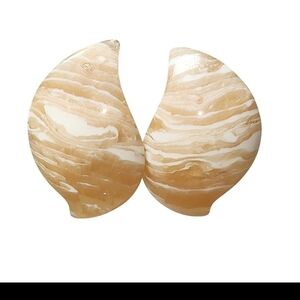 Beige and White Swirl Earrings